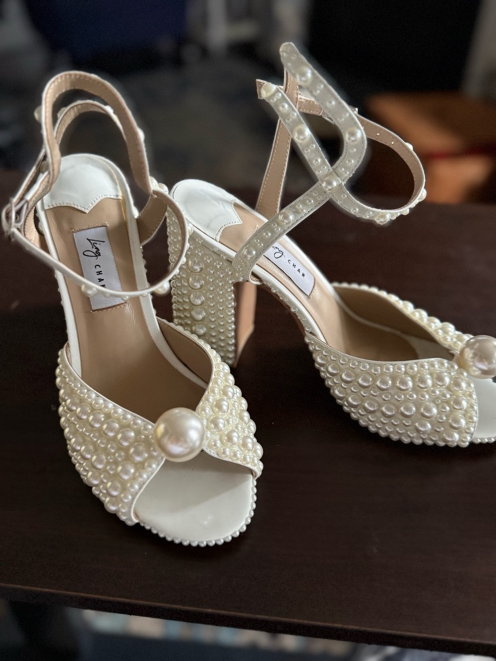 Ling Chan Pearl Embellished Designer-Inspired Emily in Paris Heels EU 38(US 7.5) - Picture 5 of 10
